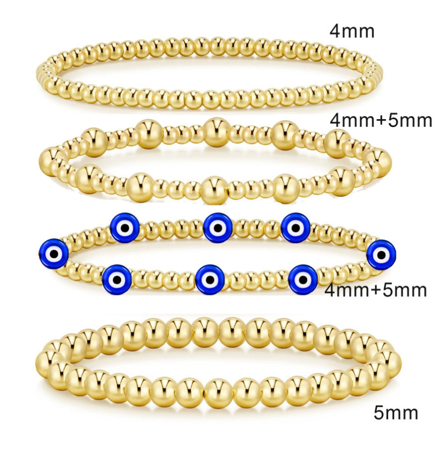 Hematite Golden Balls Bracelet Suit Beaded Stretch
