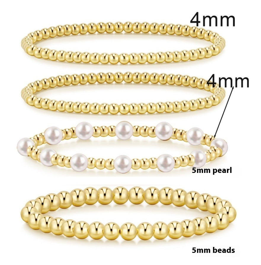 Hematite Golden Balls Bracelet Suit Beaded Stretch