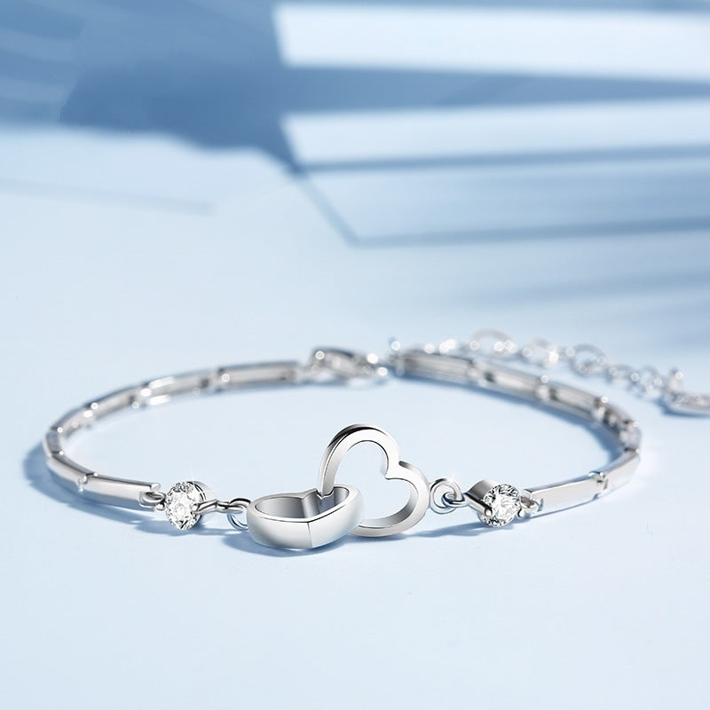 Women's Heart Bracelet -Bangles For Women Charms Sterling Silver