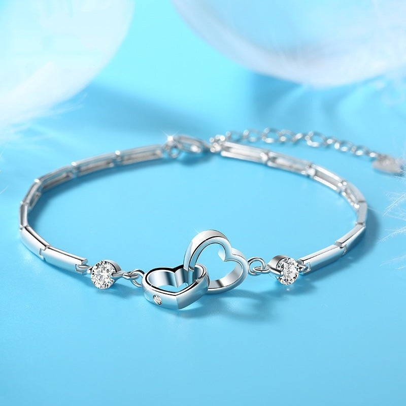 Women's Heart Bracelet -Bangles For Women Charms Sterling Silver