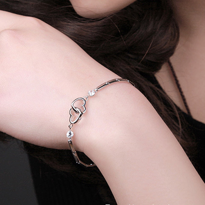 Women's Heart Bracelet -Bangles For Women Charms Sterling Silver
