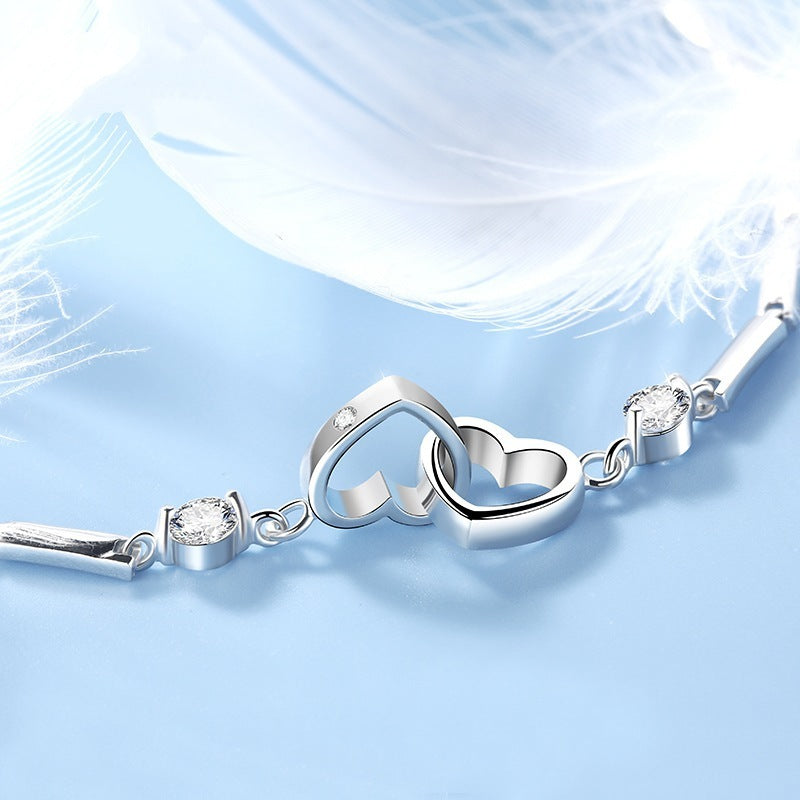 Women's Heart Bracelet -Bangles For Women Charms Sterling Silver