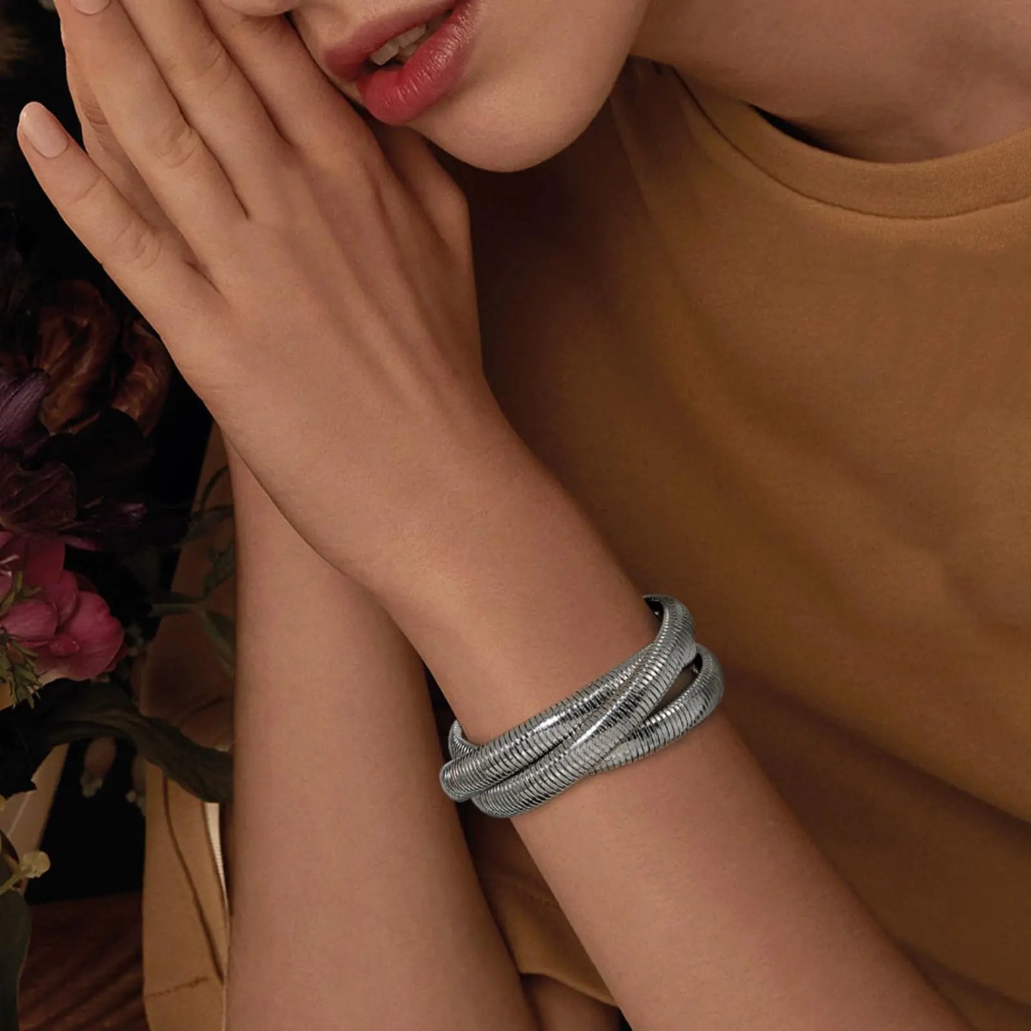 18K Gold Plated Bangles Bracelets Set