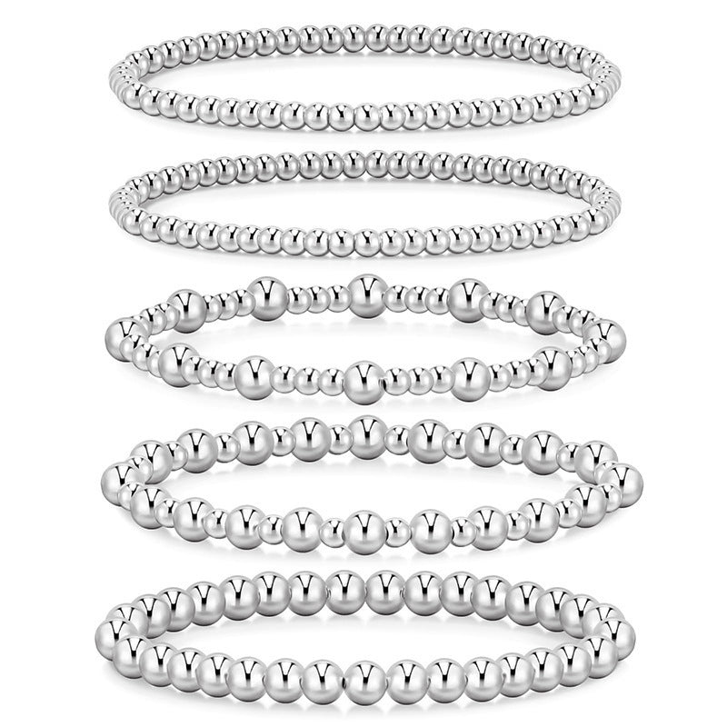Hematite Golden Balls Bracelet Suit Beaded Stretch
