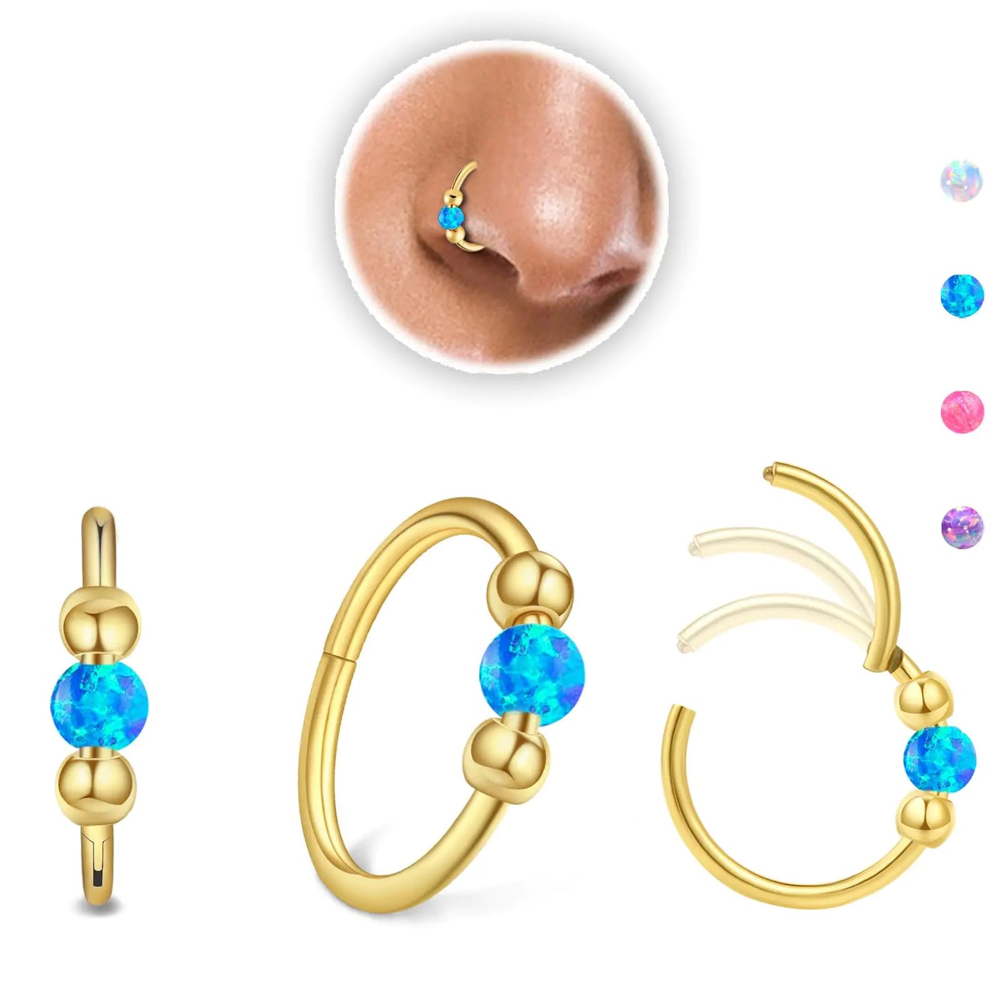 Opal Nose Rings -2pc set