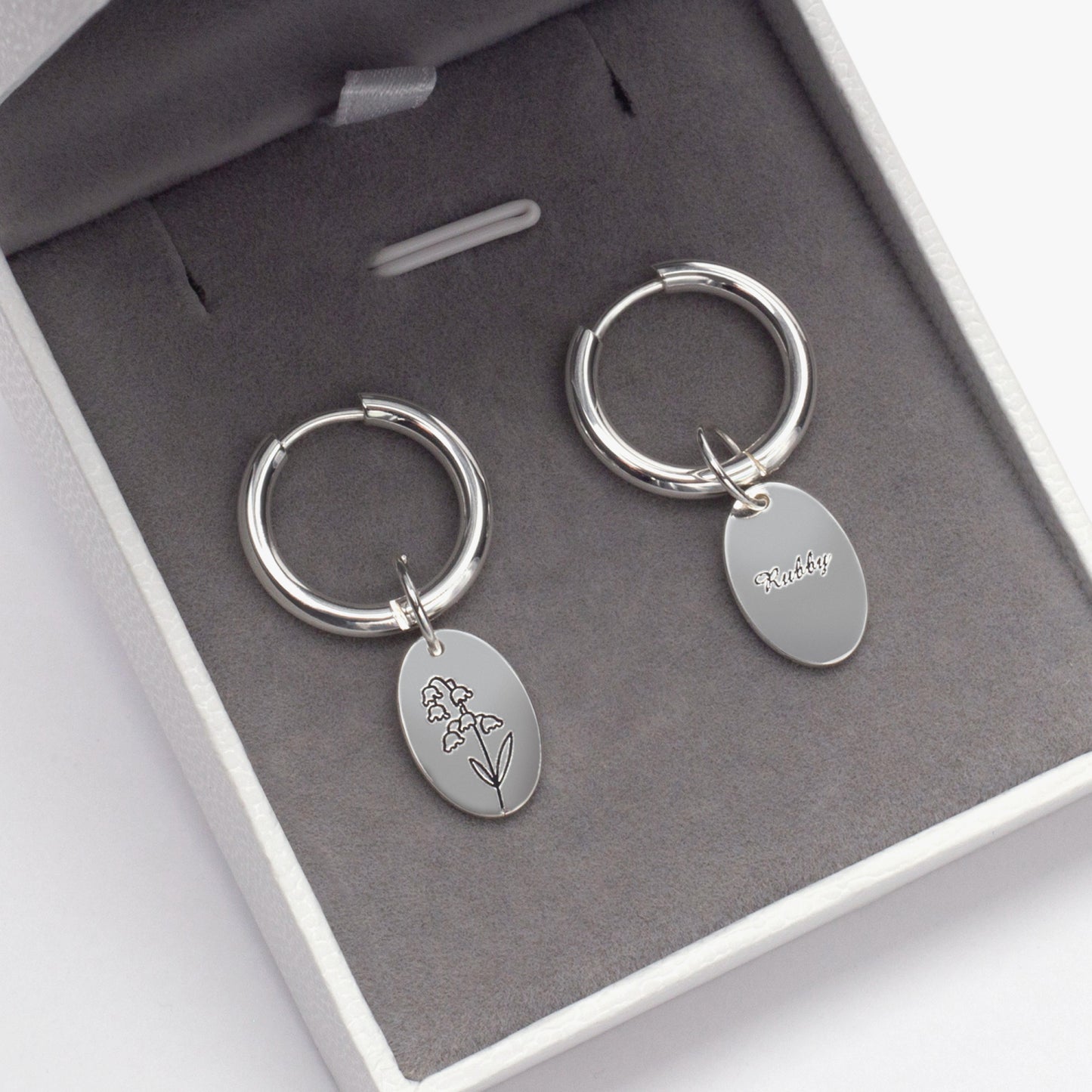 Floral Signet Earrings - Birth Flower, personalized, month, gift for her, flower jewelry, gift for mom