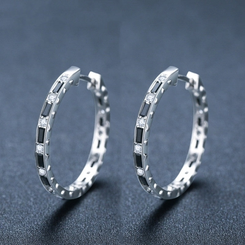 Fashion Women's Simple Black Zircon Earrings