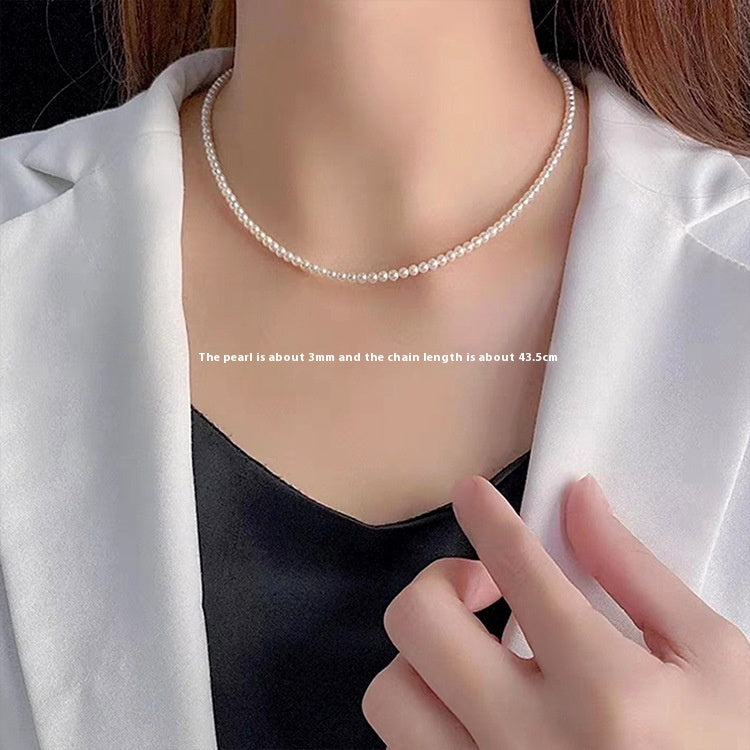 Vintage Pearl Necklace Women's All-match Simple Clavicle Chain - bridal, wedding, gift for her, bridesmaids, birthday gift