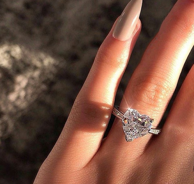 Heart-Shaped Zircon Ring - new European and American engagement party ring jewelry