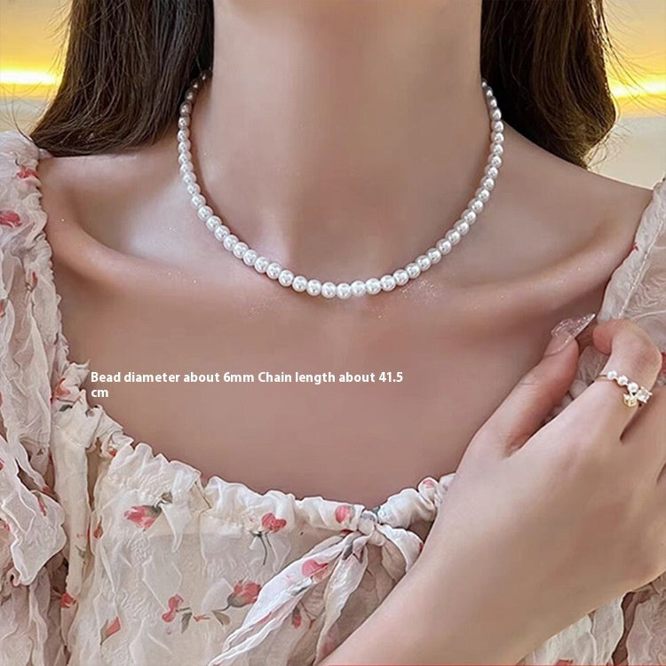 Vintage Pearl Necklace Women's All-match Simple Clavicle Chain - bridal, wedding, gift for her, bridesmaids, birthday gift