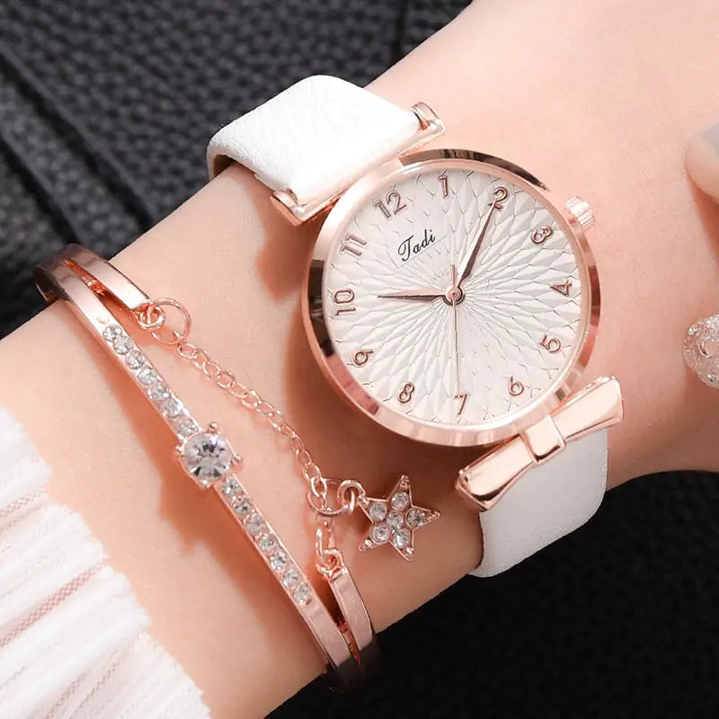 Women's Luxury Quartz Watch Bracelet - 2 pc set