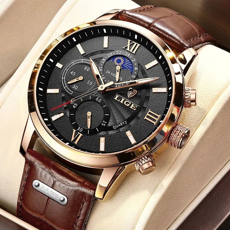 Mens LIGE Luxury Quartz Watch