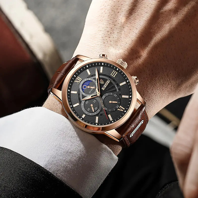 Mens LIGE Luxury Quartz Watch
