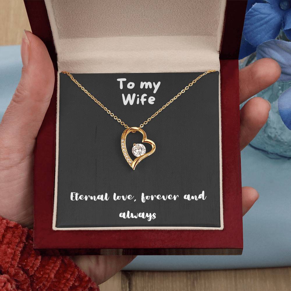 Forever Love Necklace with message - always and forever, timeless love, birthday gift, heart necklace, gift for her, gift