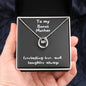 Lucky In Love Necklace with message to Bonus Mother - lucky charm, gift for mom, birthday gift, minimalist jewelry, dainty Jewelry, christmas gift, mother's day, valentine's day🎁👩💎👱♀️🎁