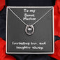 Lucky In Love Necklace with message to Bonus Mother - lucky charm, gift for mom, birthday gift, minimalist jewelry, dainty Jewelry, christmas gift, mother's day, valentine's day🎁👩💎👱♀️🎁