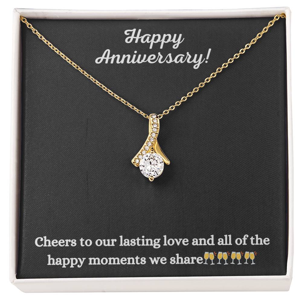 Alluring Beauty Necklace with Happy Anniversary message - Exquisite Design | Perfect Gift for your Love one