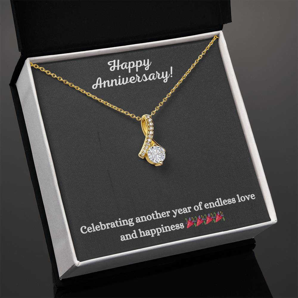 Alluring Beauty Necklace with Happy Anniversary message - Exquisite Design | Perfect Gift your Spouse
