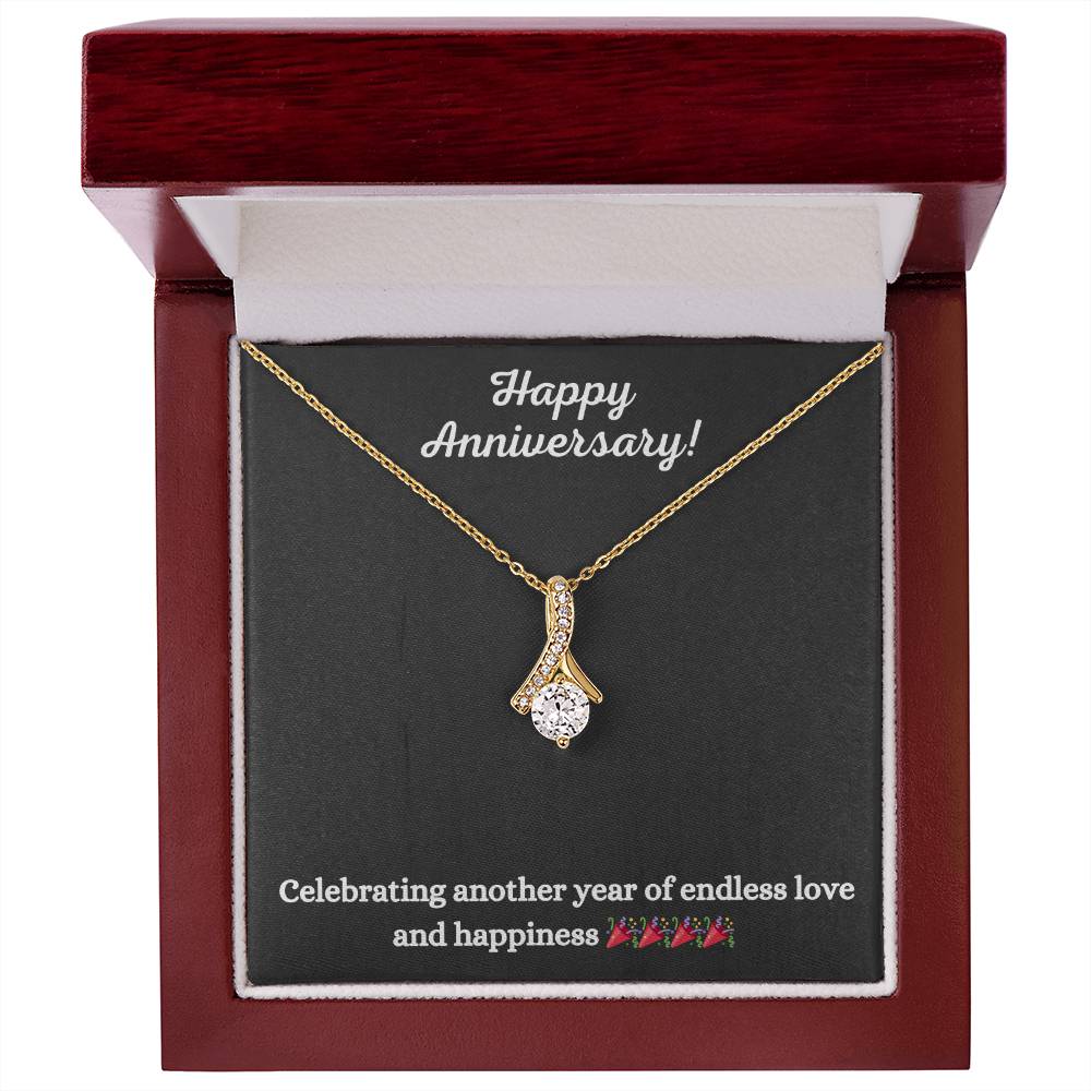 Alluring Beauty Necklace with Happy Anniversary message - Exquisite Design | Perfect Gift your Spouse