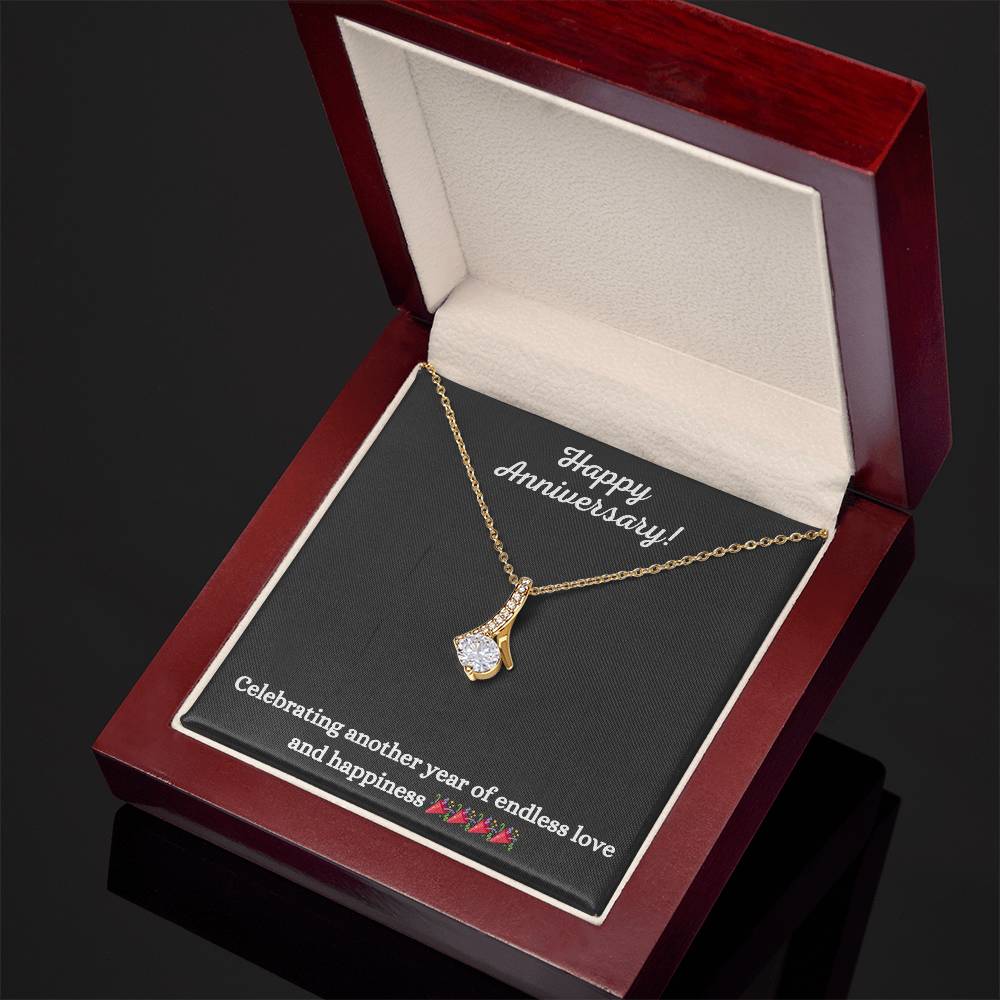 Alluring Beauty Necklace with Happy Anniversary message - Exquisite Design | Perfect Gift your Spouse