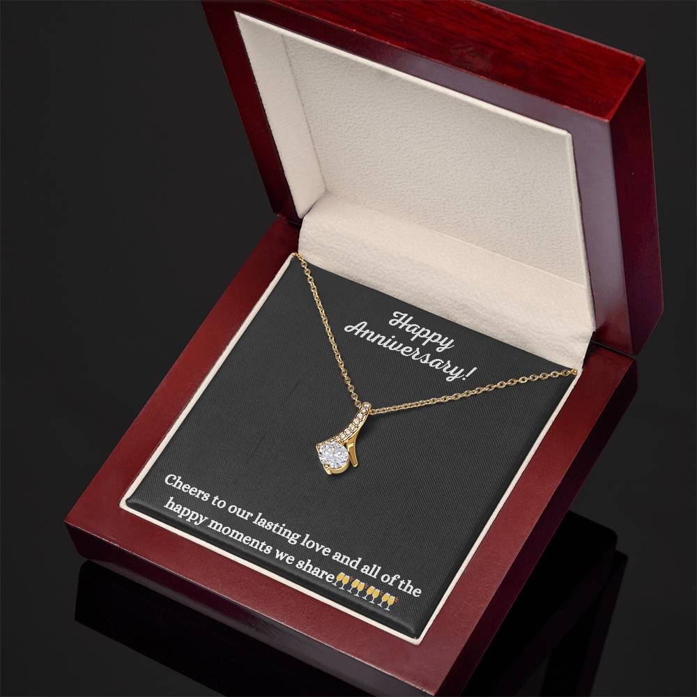 Alluring Beauty Necklace with Happy Anniversary message - Exquisite Design | Perfect Gift for your Love one