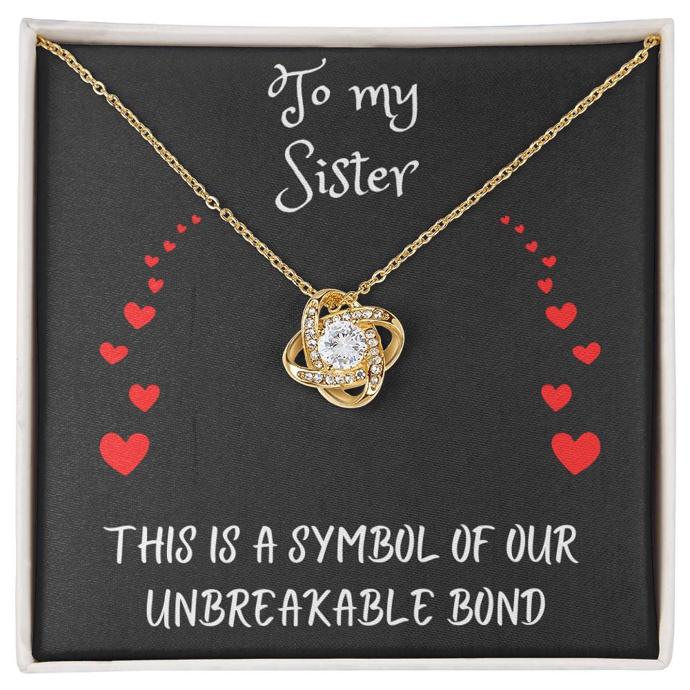 Love Knot Necklace with message to your sister - gift for her, love, valentine's day, heart, Happy Birthday, necklace with card, mother, father, grandparents, family πππππ