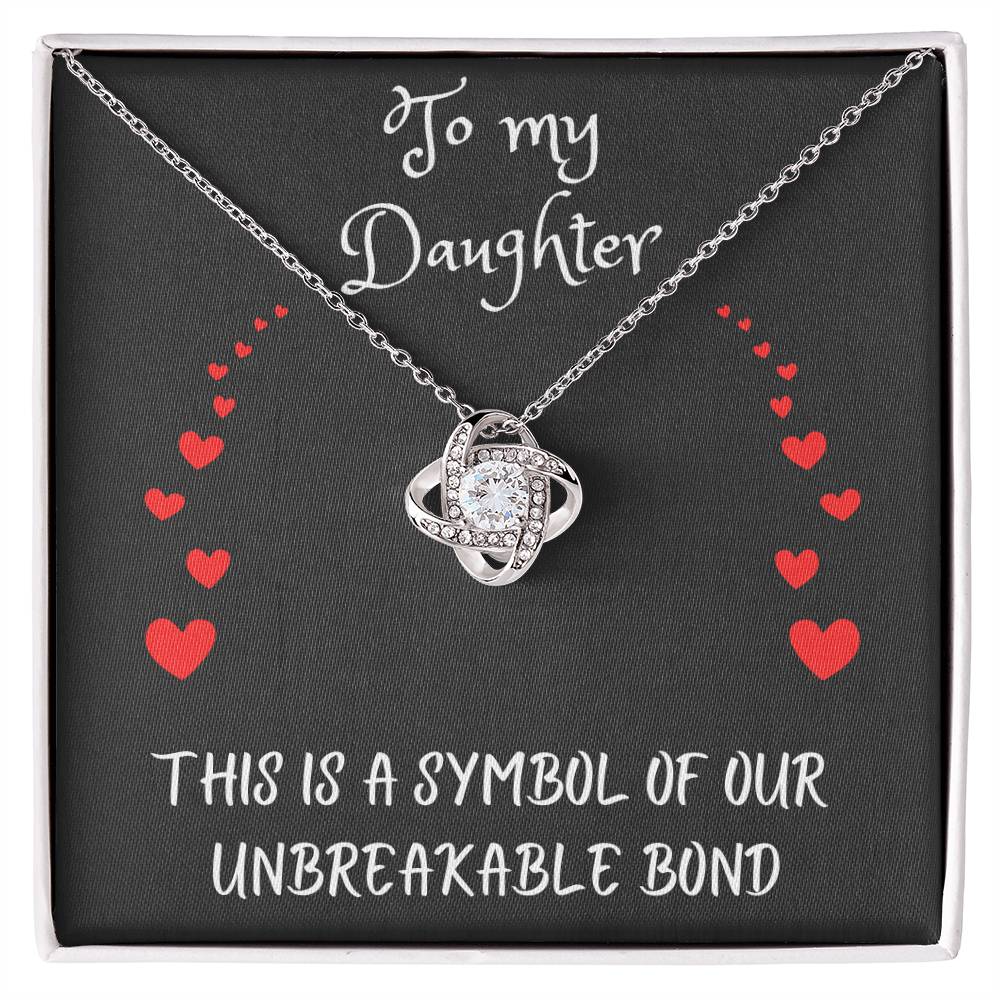 Love Knot Necklace with message to your daughter - gift for her, love, valentine's day, heart, Happy Birthday, necklace with card, mother, father, grand parents πππππ