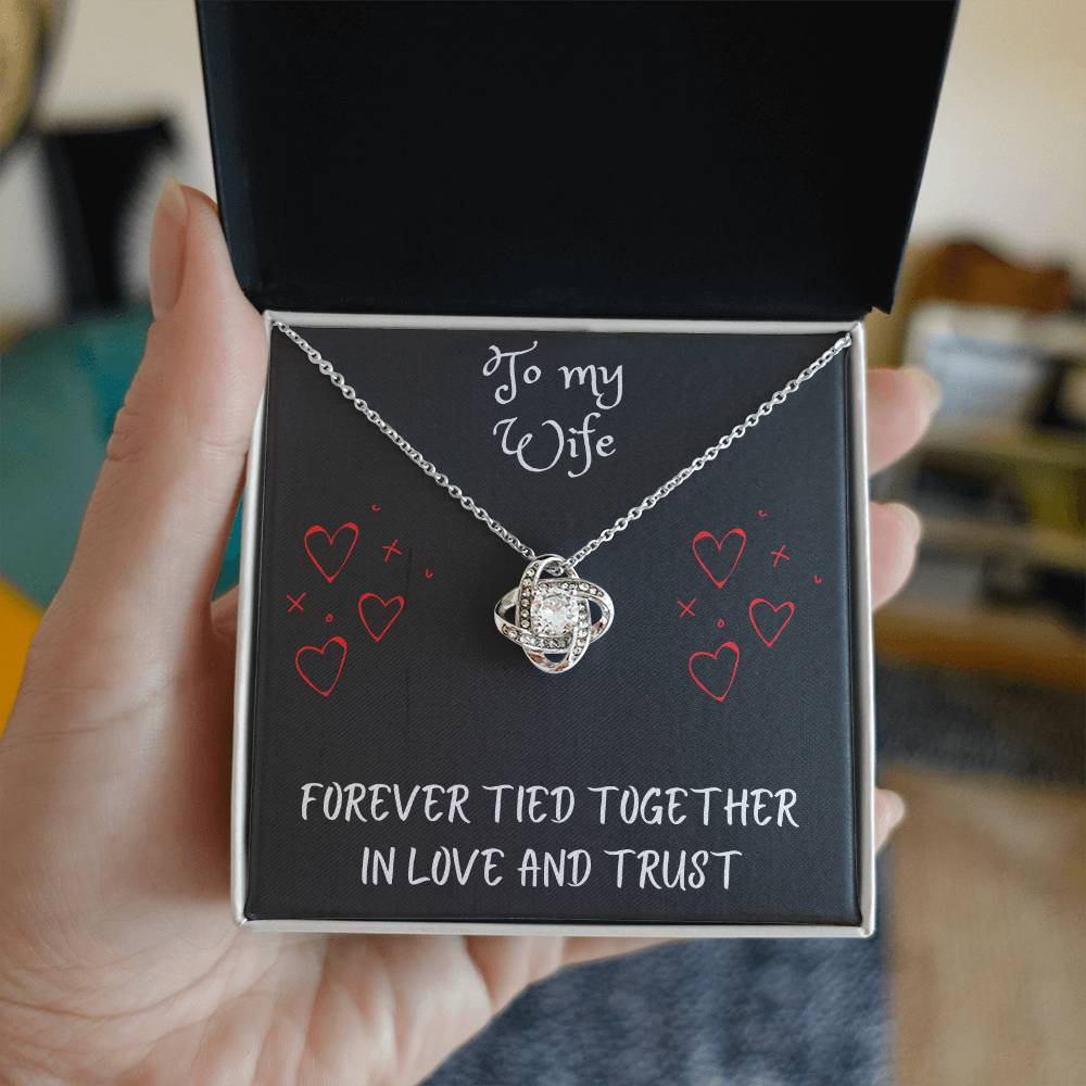 Love Knot Necklace with message to your wife - gift for her, fiancΓ©e, couple, girlfriend, wife, love, valentine's day, husband, heart, Happy Birthday, Future Wife, necklace with card πππππ