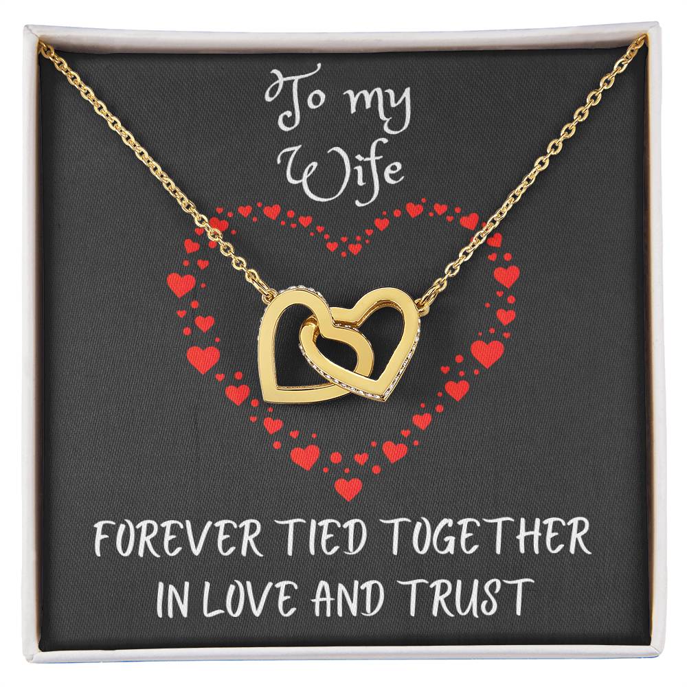Interlocking Hearts Necklace with message to your wife