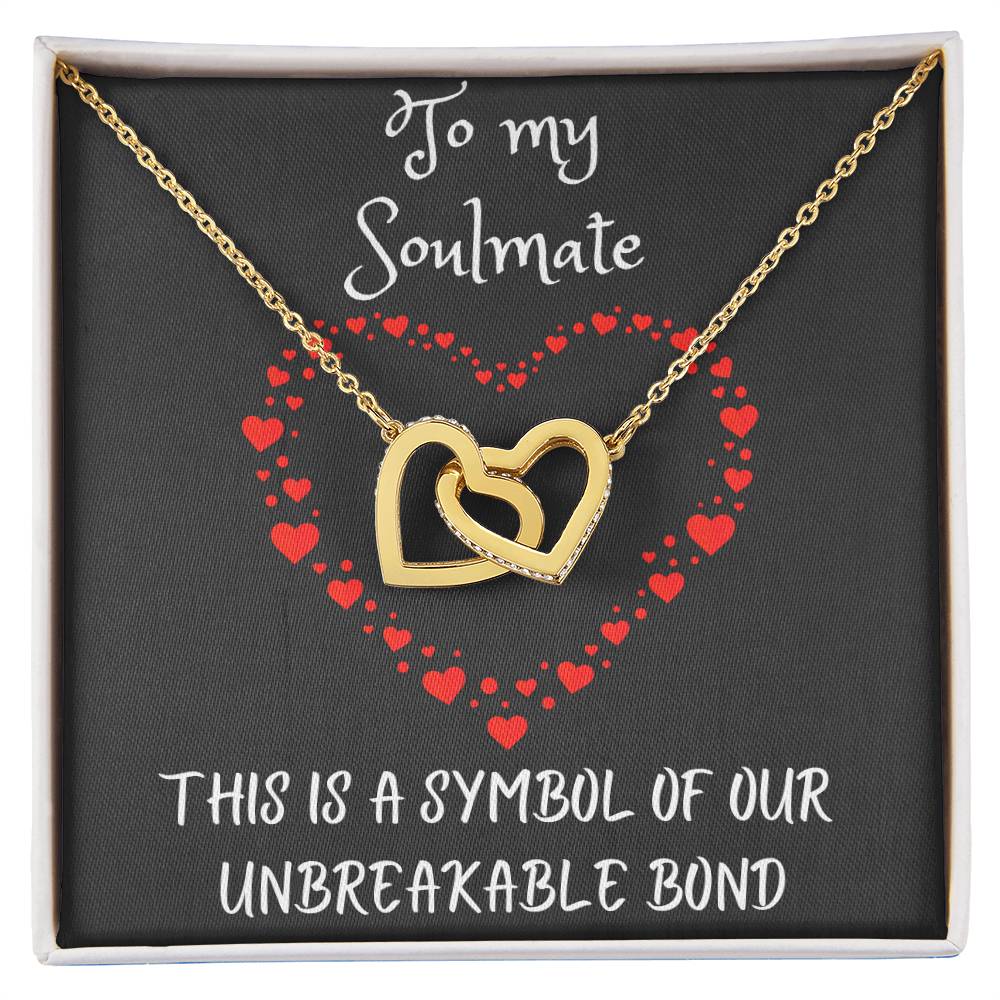 Interlocking Hearts Necklace with message to your Soulmate