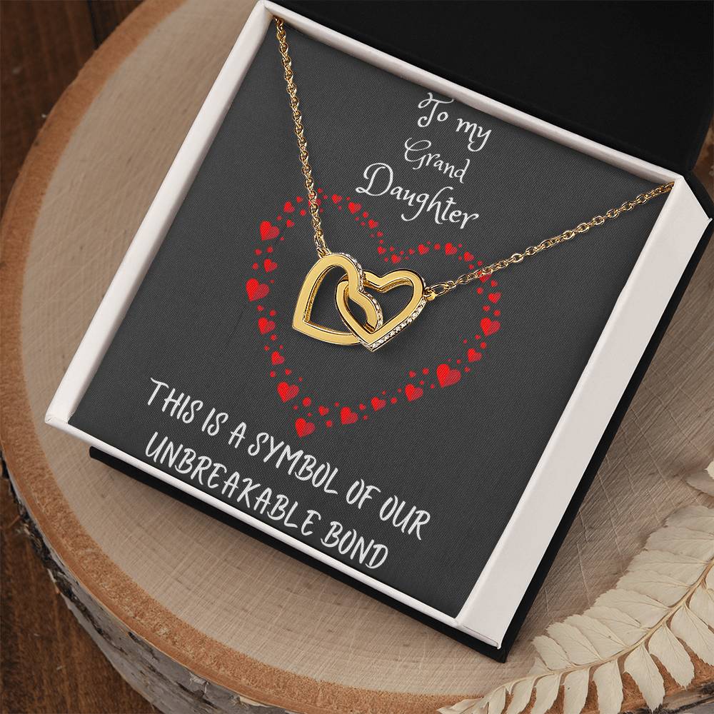 Interlocking Hearts Necklace with message to your Grand Daughter