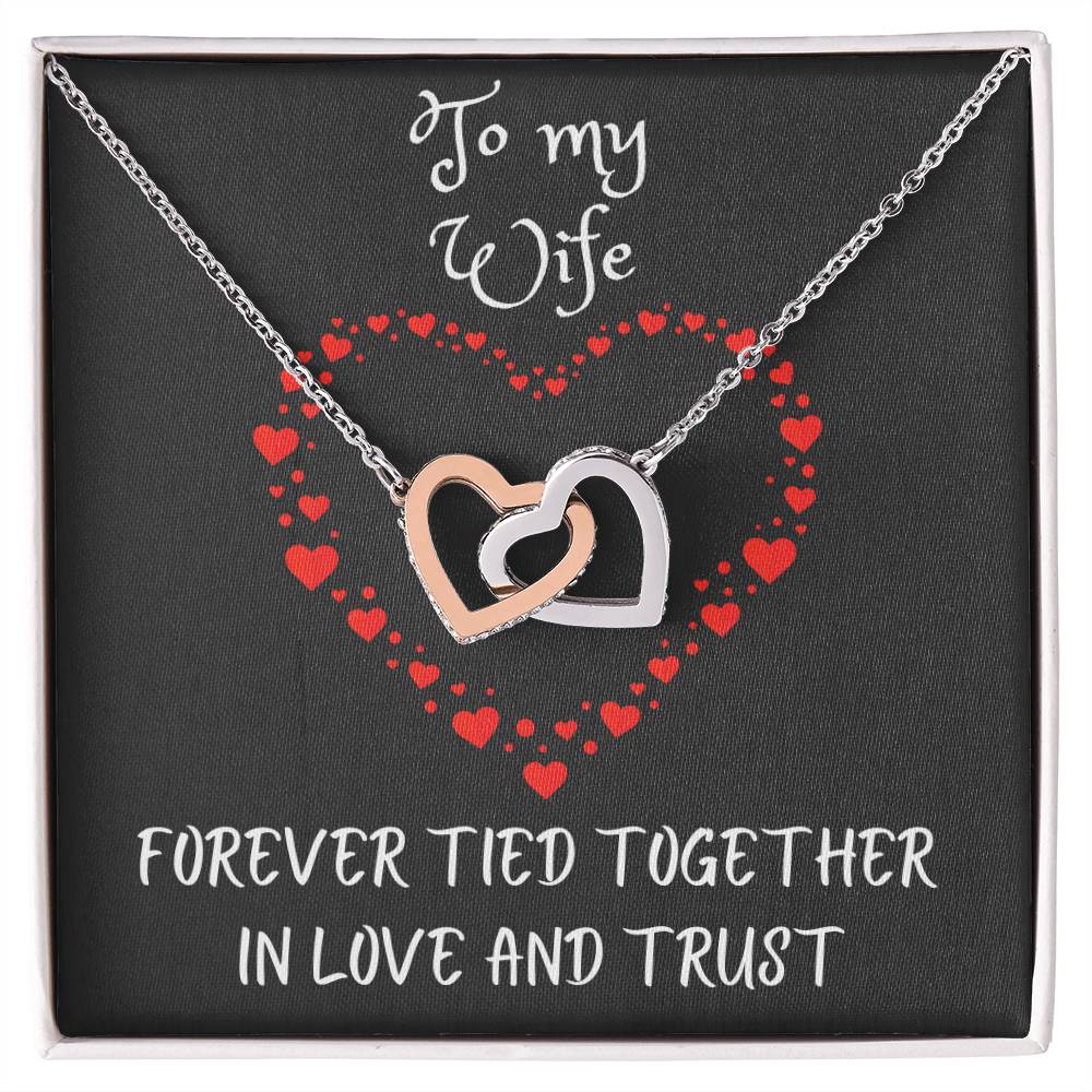Interlocking Hearts Necklace with message to your wife