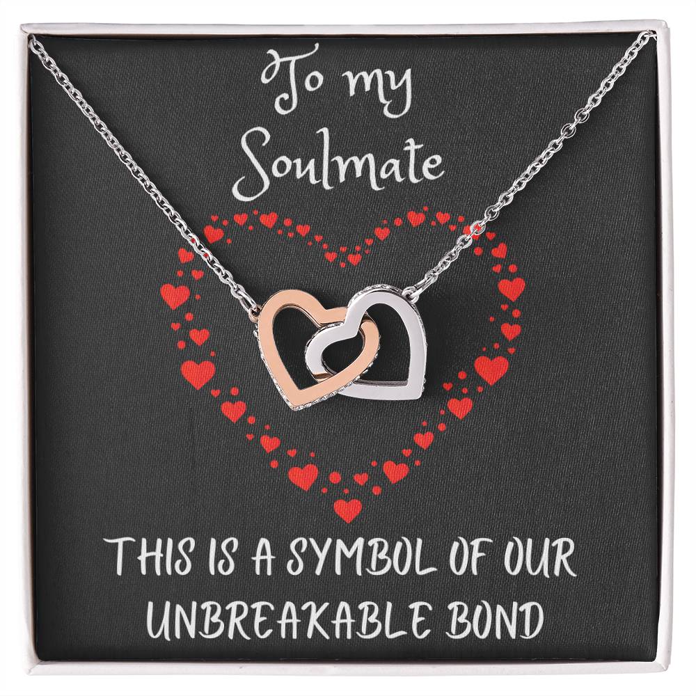 Interlocking Hearts Necklace with message to your Soulmate