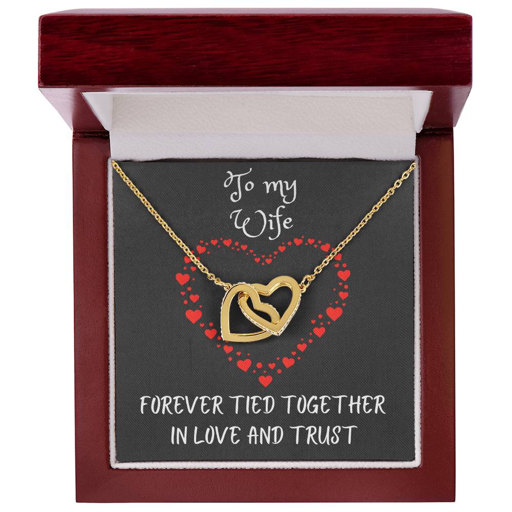 Interlocking Hearts Necklace with message to your wife