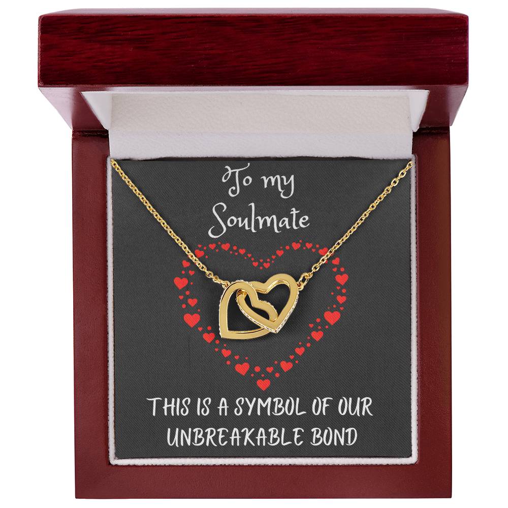 Interlocking Hearts Necklace with message to your Soulmate