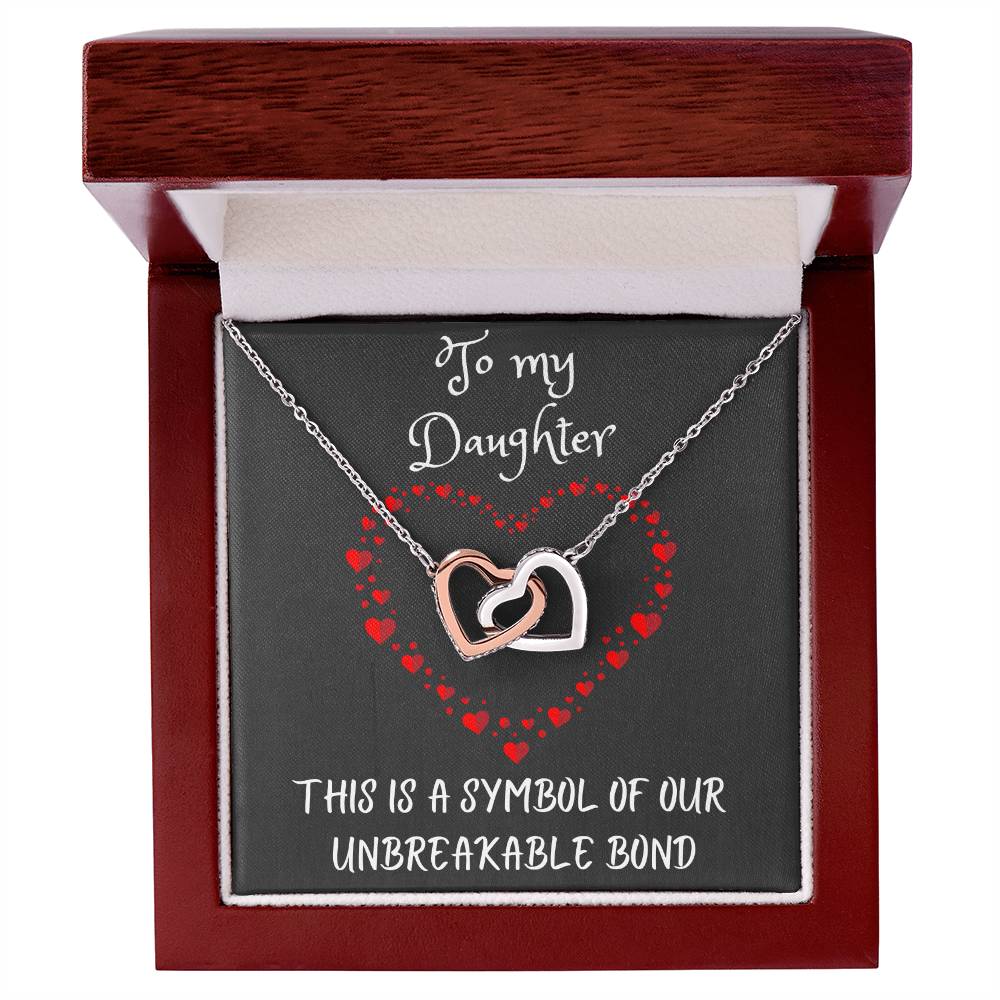 Interlocking Hearts Necklace with message to your Daughter