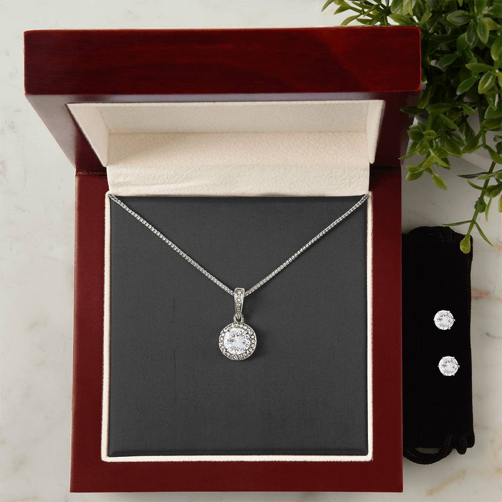 Infinite Radiance: Eternal Hope Necklace Earring Set - Symbol of Timeless Optimism and Grace | Inspirational Gift for Unforgettable Moments