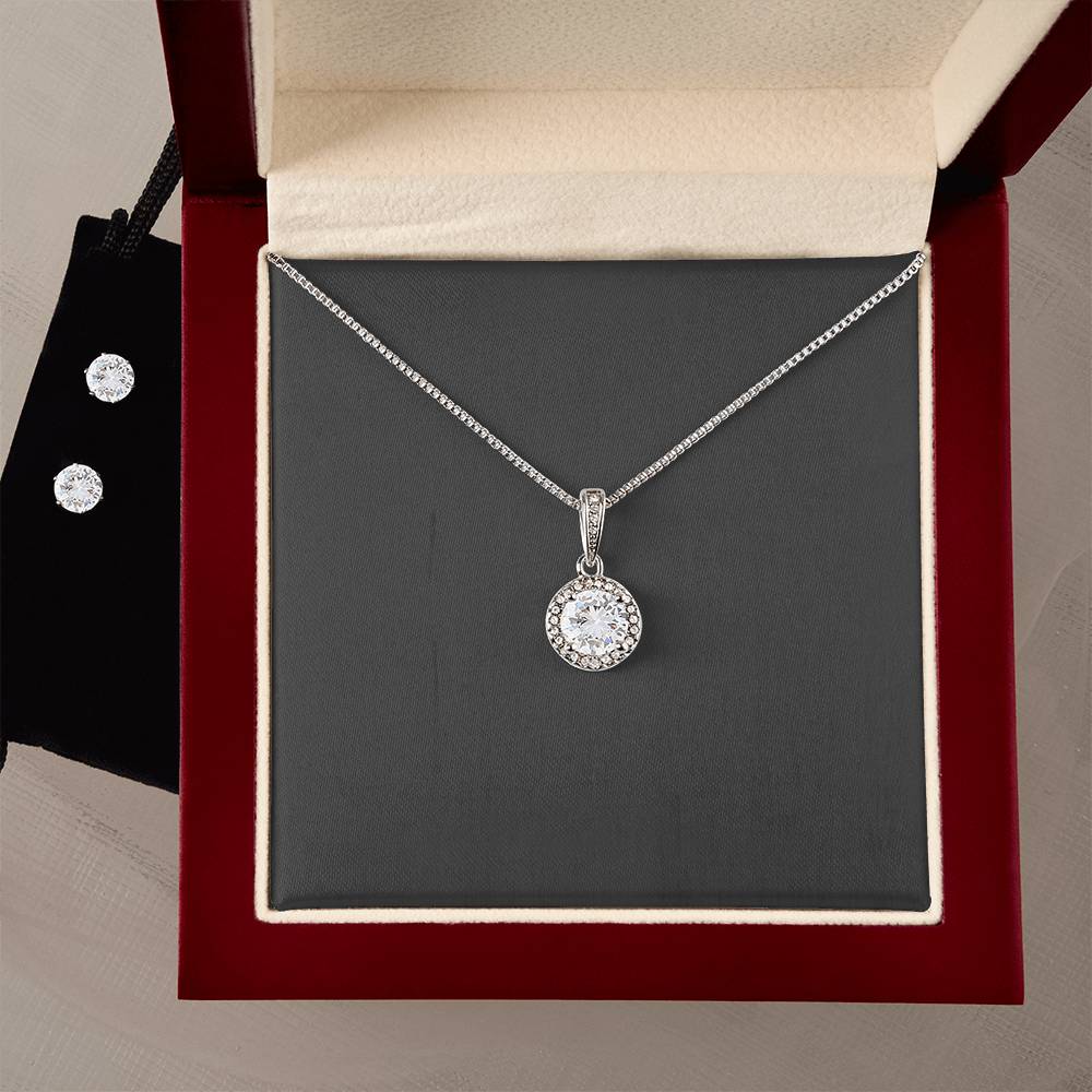 Infinite Radiance: Eternal Hope Necklace Earring Set - Symbol of Timeless Optimism and Grace | Inspirational Gift for Unforgettable Moments