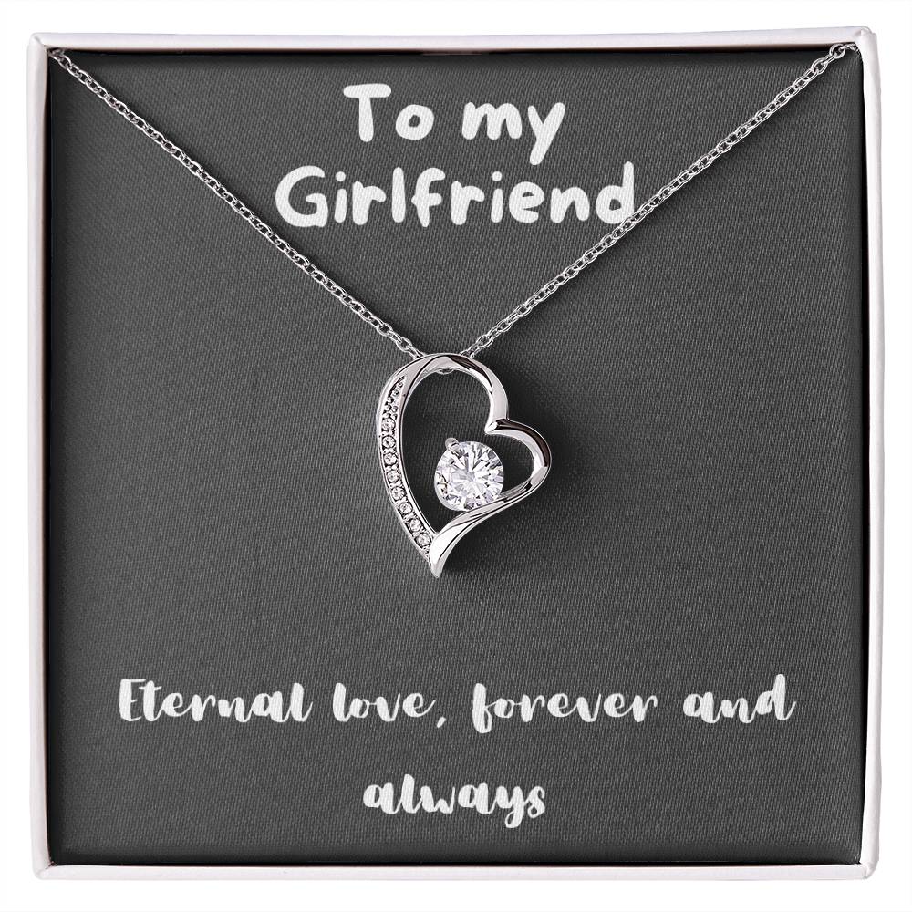 Forever Love Necklace with message to girlfriend- always and forever, timeless love, birthday gift, heart necklace, gift for her, gift