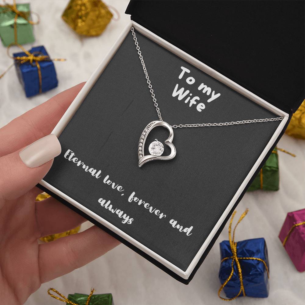 Forever Love Necklace with message - always and forever, timeless love, birthday gift, heart necklace, gift for her, gift
