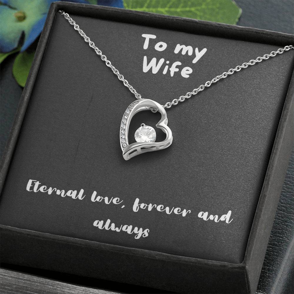 Forever Love Necklace with message - always and forever, timeless love, birthday gift, heart necklace, gift for her, gift
