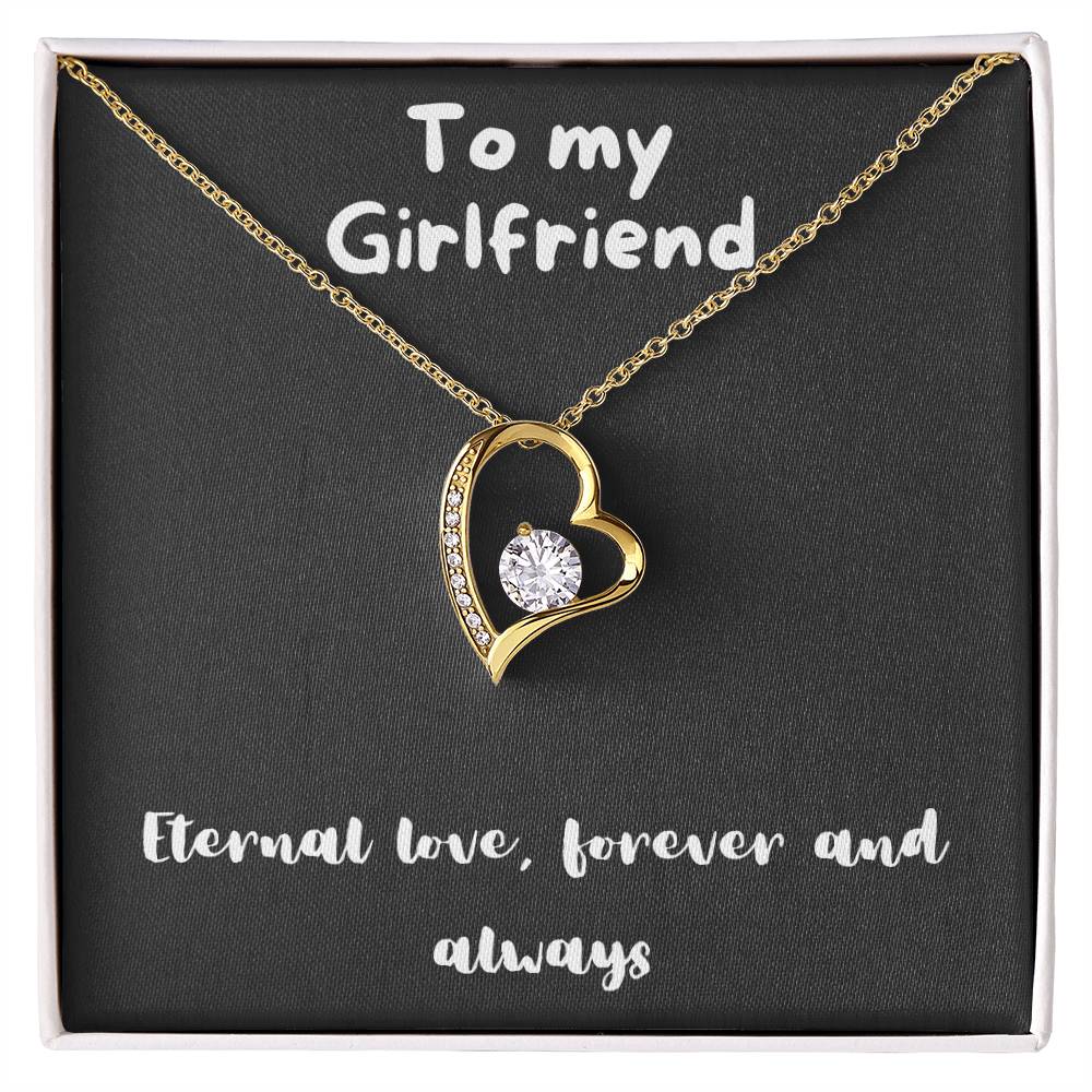 Forever Love Necklace with message to girlfriend- always and forever, timeless love, birthday gift, heart necklace, gift for her, gift