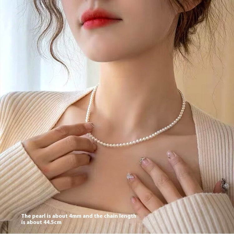 Vintage Pearl Necklace Women's All-match Simple Clavicle Chain - bridal, wedding, gift for her, bridesmaids, birthday gift