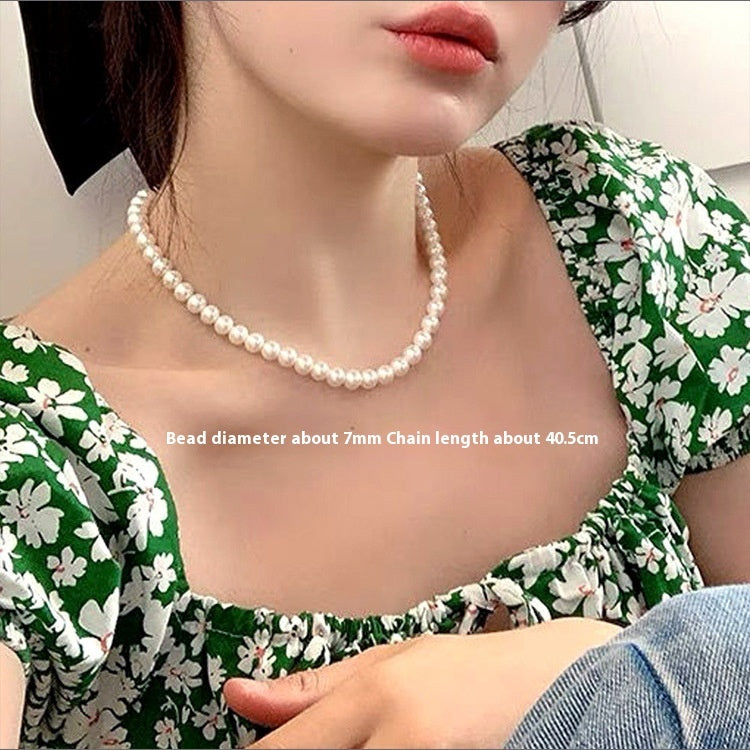 Vintage Pearl Necklace Women's All-match Simple Clavicle Chain - bridal, wedding, gift for her, bridesmaids, birthday gift