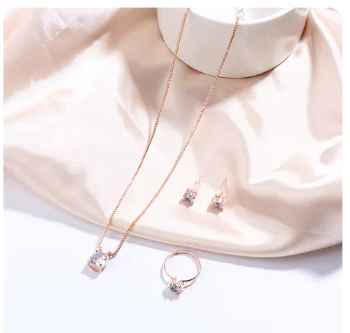 Crystal Jewelry Set - necklace, earrings, ring, and bracelet
