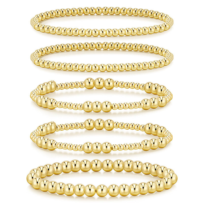 Hematite Golden Balls Bracelet Suit Beaded Stretch