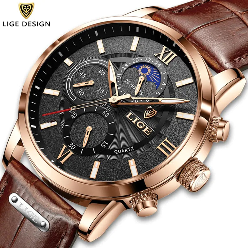 Mens LIGE Luxury Quartz Watch