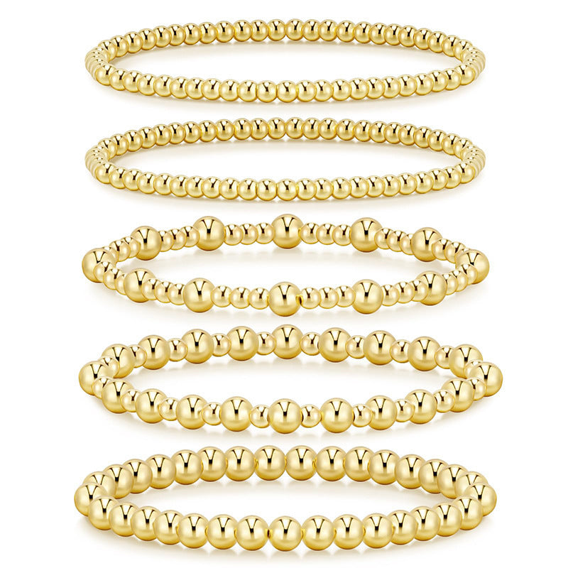 Hematite Golden Balls Bracelet Suit Beaded Stretch