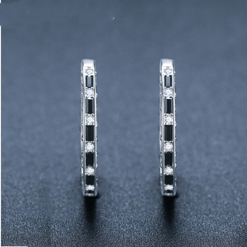 Fashion Women's Simple Black Zircon Earrings