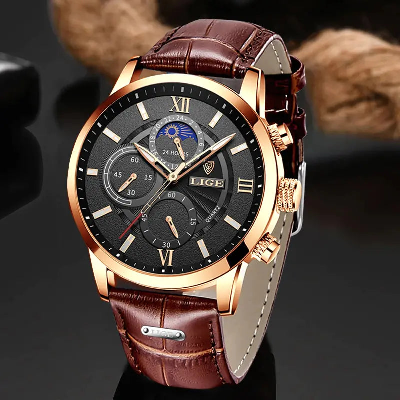 Mens LIGE Luxury Quartz Watch